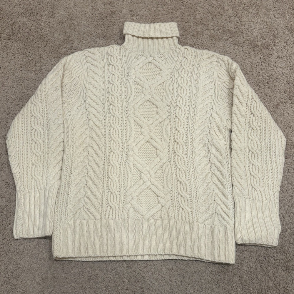 Vintage Polo Ralph Lauren Sweater Men Medium Lambswool Hand Knit Fisherman Cable